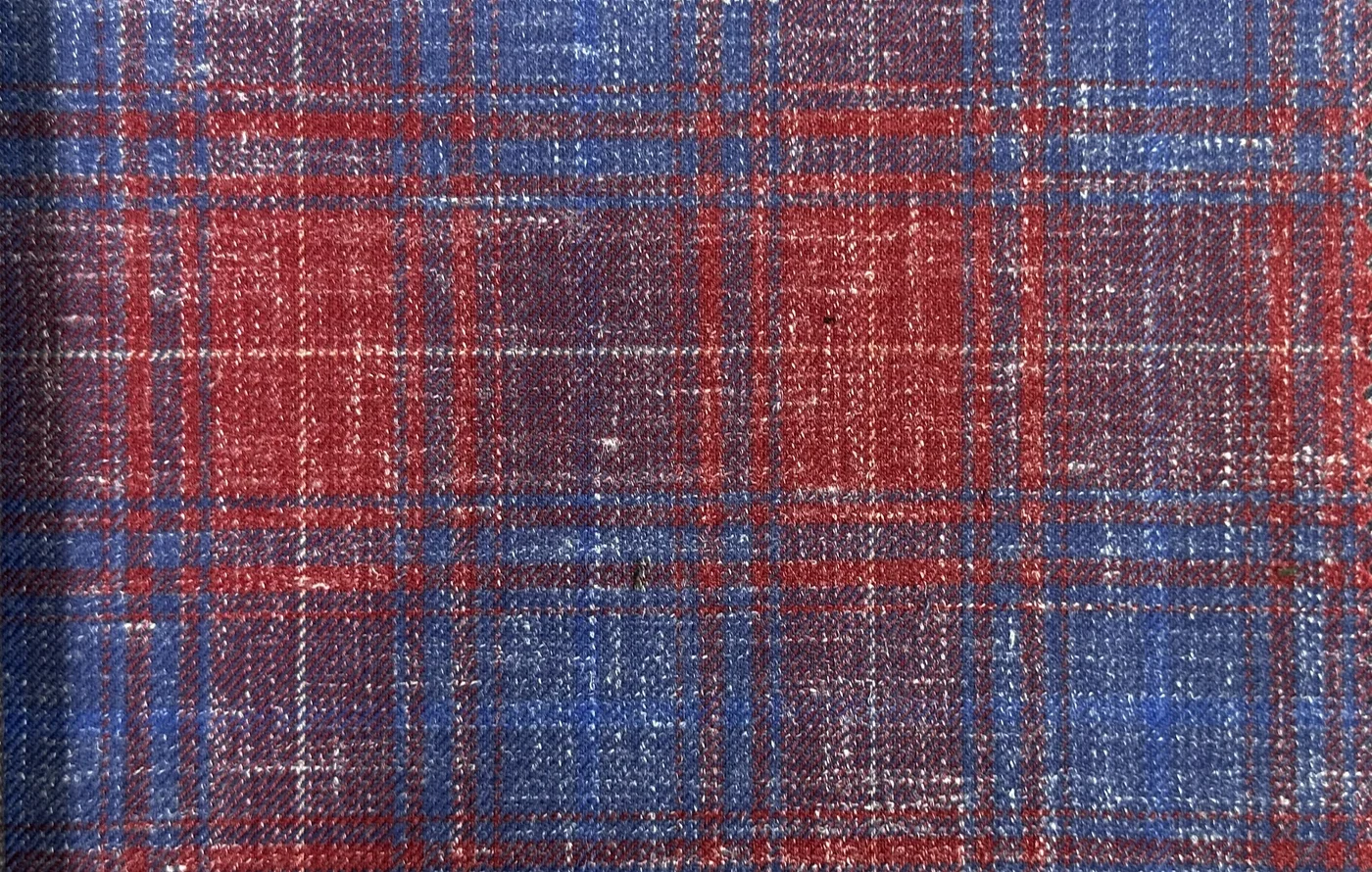 Sergio Benetti 29986 -210 Red w/ Blue Windowpane fabric swatch